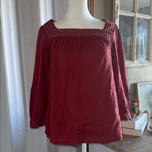 Old Navy Burgundy Blouse with Square Neckline